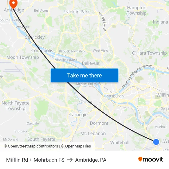 Mifflin Rd + Mohrbach FS to Ambridge, PA map