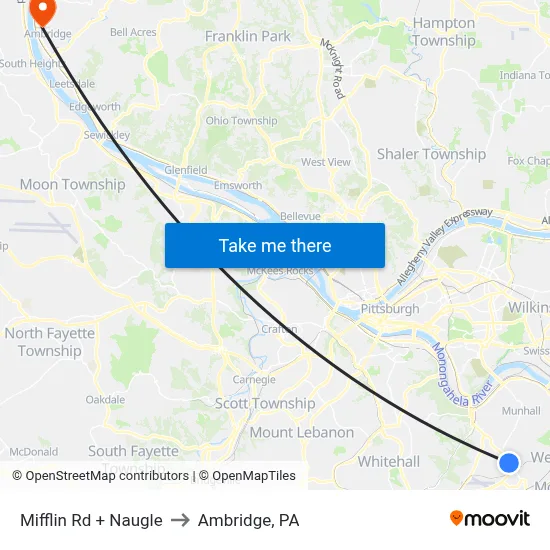 Mifflin Rd + Naugle to Ambridge, PA map