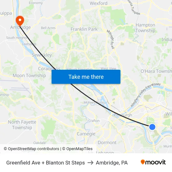 Greenfield Ave + Blanton St Steps to Ambridge, PA map