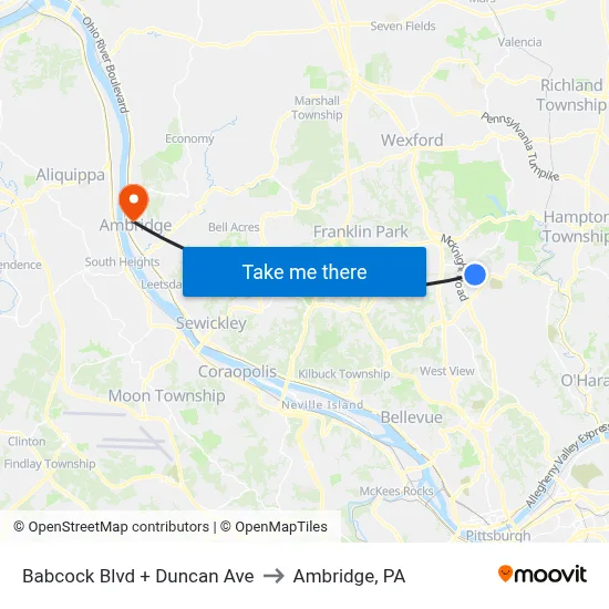 Babcock Blvd + Duncan Ave to Ambridge, PA map