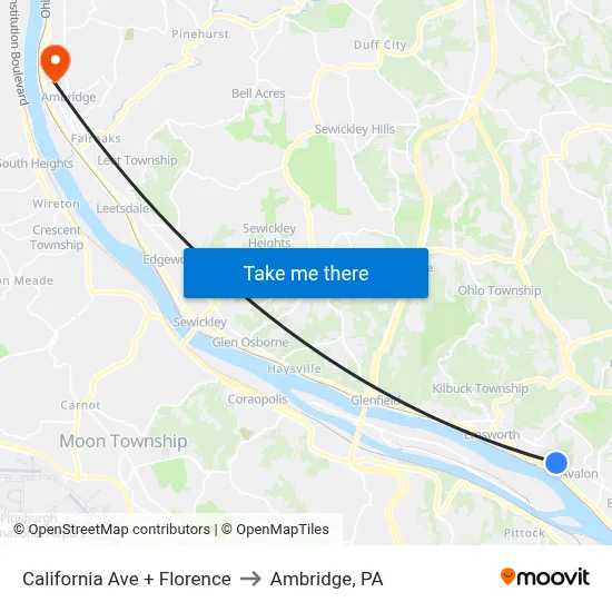California Ave + Florence to Ambridge, PA map