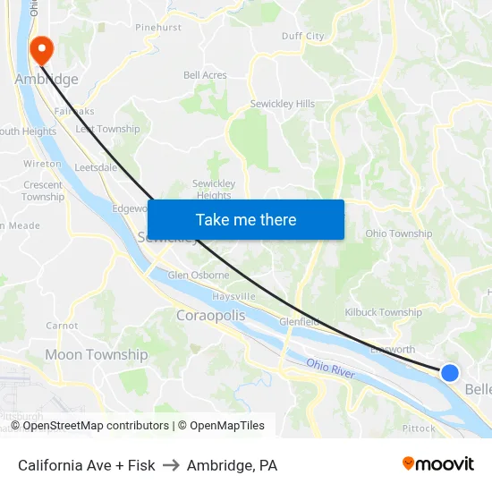 California Ave + Fisk to Ambridge, PA map