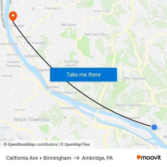 California Ave + Birmingham to Ambridge, PA map