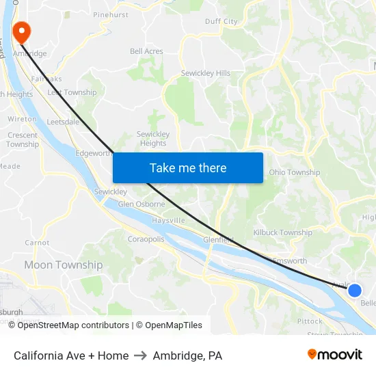 California Ave + Home to Ambridge, PA map