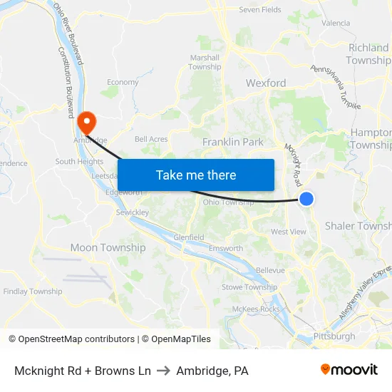 Mcknight Rd + Browns Ln to Ambridge, PA map