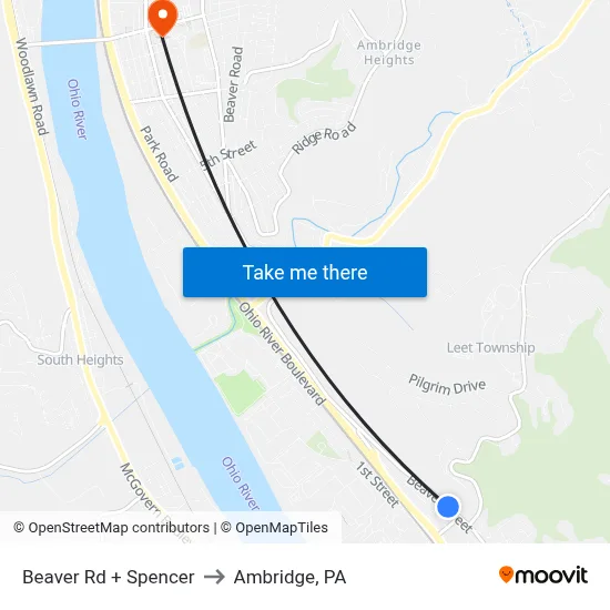 Beaver Rd + Spencer to Ambridge, PA map