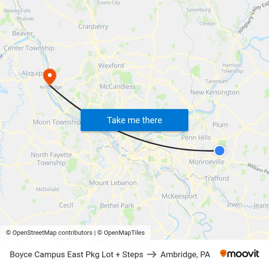 Boyce Campus East Pkg Lot + Steps to Ambridge, PA map