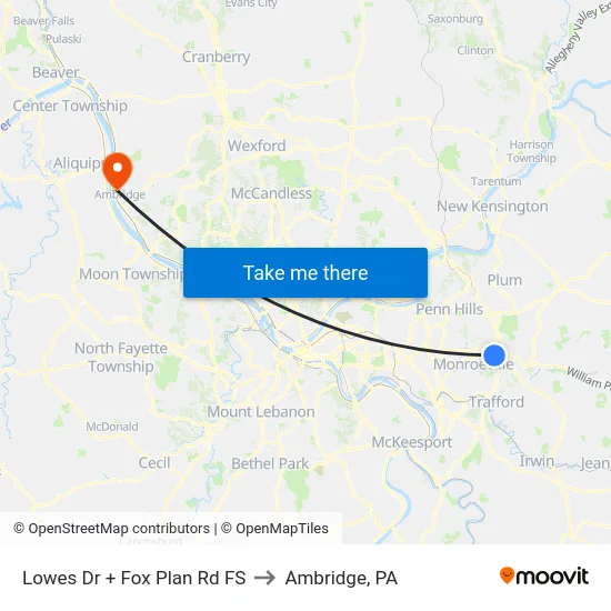 Lowes Dr + Fox Plan Rd FS to Ambridge, PA map