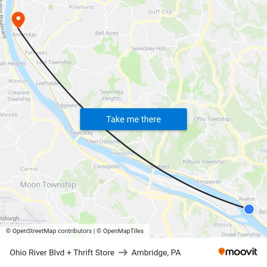 Ohio River Blvd + Thrift Store to Ambridge, PA map