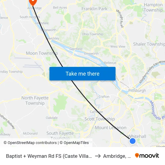 Baptist + Weyman Rd FS (Caste Village) to Ambridge, PA map