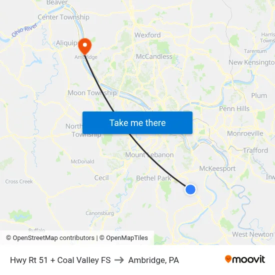 Hwy Rt 51 + Coal Valley FS to Ambridge, PA map