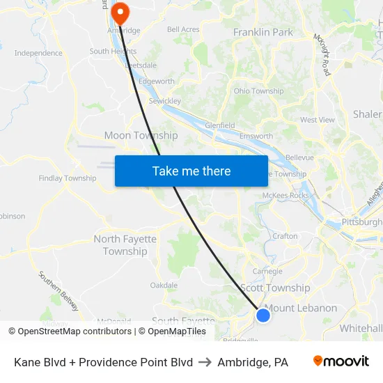 Kane Blvd + Providence Point Blvd to Ambridge, PA map
