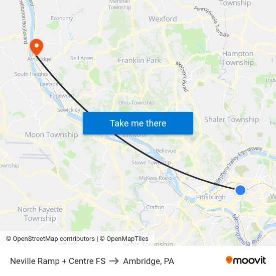 Neville Ramp + Centre FS to Ambridge, PA map
