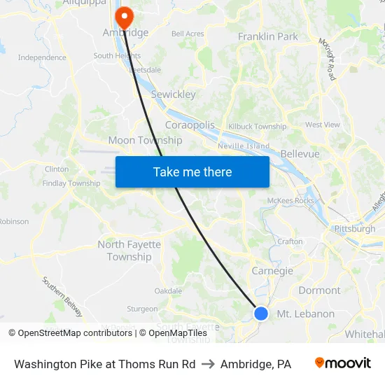 Washington Pike at Thoms Run Rd to Ambridge, PA map