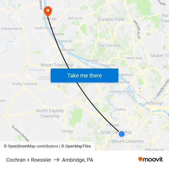 Cochran + Roessler to Ambridge, PA map