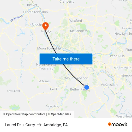 Laurel Dr + Curry to Ambridge, PA map