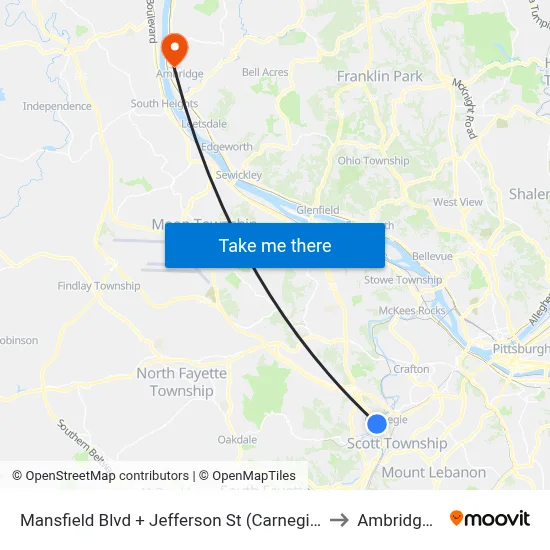 Mansfield Blvd + Jefferson St (Carnegie Station) to Ambridge, PA map