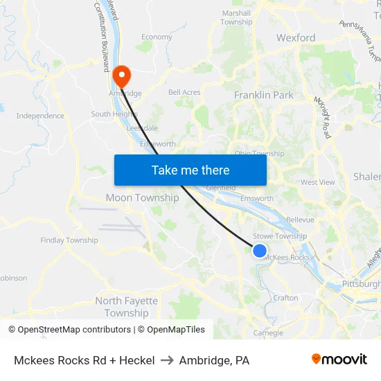 Mckees Rocks Rd + Heckel to Ambridge, PA map