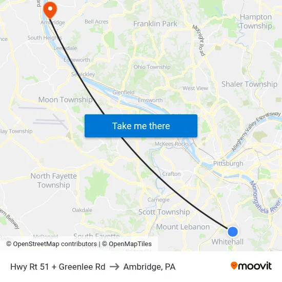 Hwy Rt 51 + Greenlee Rd to Ambridge, PA map