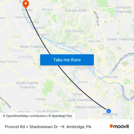 Provost Rd + Shadowlawn Dr to Ambridge, PA map