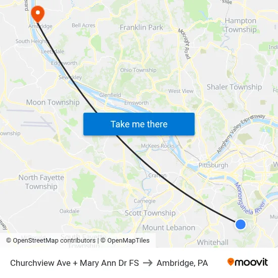 Churchview Ave + Mary Ann Dr FS to Ambridge, PA map