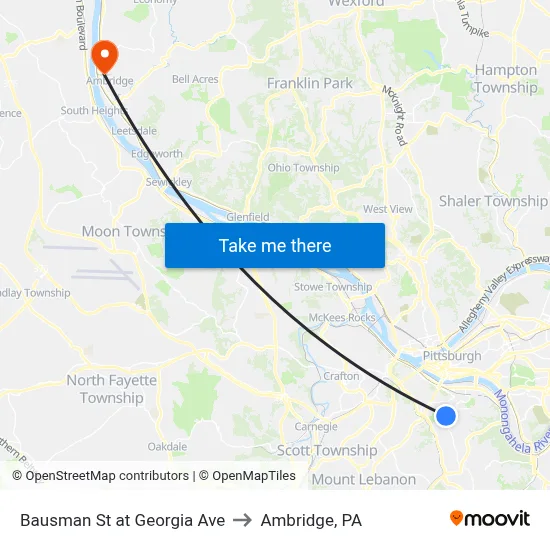 Bausman St at Georgia Ave to Ambridge, PA map