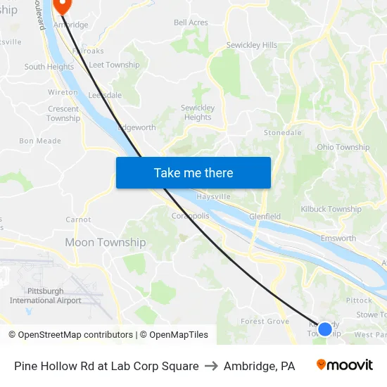 Pine Hollow Rd at Lab Corp Square to Ambridge, PA map