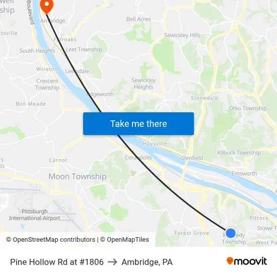Pine Hollow Rd at #1806 to Ambridge, PA map
