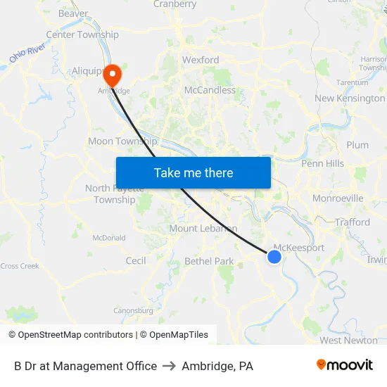 B Dr at Management Office to Ambridge, PA map