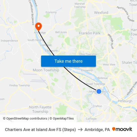 Chartiers Ave at Island Ave FS (Steps) to Ambridge, PA map