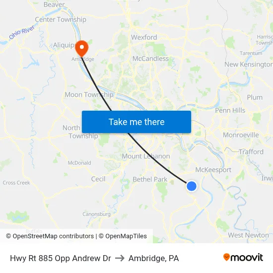 Hwy Rt 885 Opp Andrew Dr to Ambridge, PA map