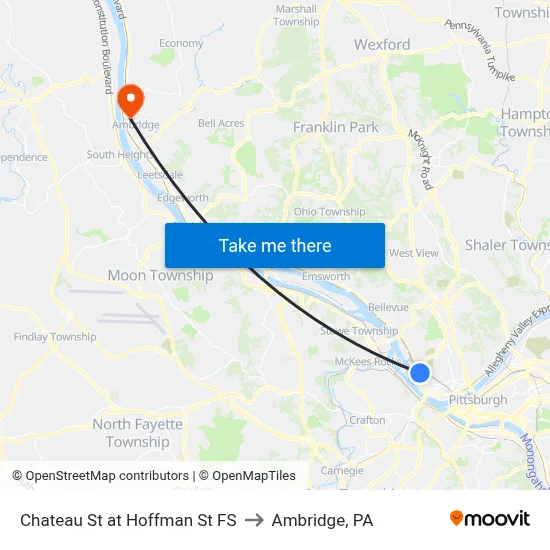 Chateau St at Hoffman St FS to Ambridge, PA map