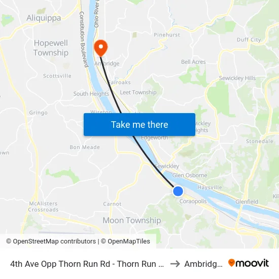4th Ave Opp Thorn Run Rd - Thorn Run Park And Ride to Ambridge, PA map
