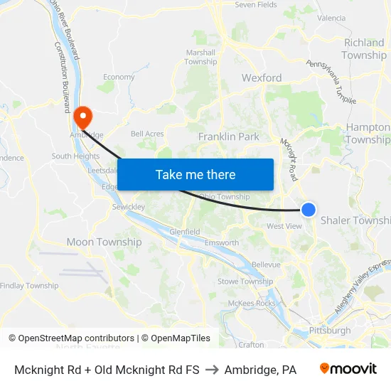 Mcknight Rd + Old Mcknight Rd FS to Ambridge, PA map