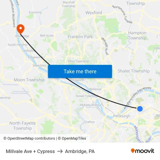 Millvale Ave + Cypress to Ambridge, PA map