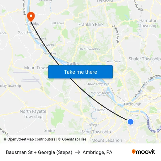 Bausman St + Georgia (Steps) to Ambridge, PA map