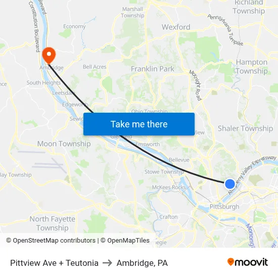 Pittview Ave + Teutonia to Ambridge, PA map