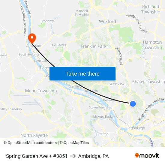 Spring Garden Ave + #3851 to Ambridge, PA map