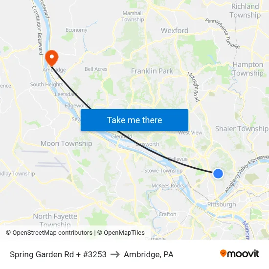 Spring Garden Rd + #3253 to Ambridge, PA map