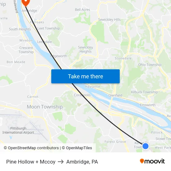 Pine Hollow + Mccoy to Ambridge, PA map