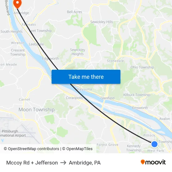 Mccoy Rd + Jefferson to Ambridge, PA map
