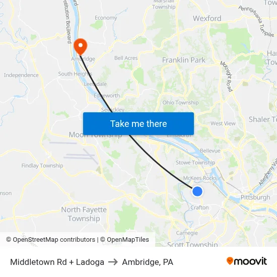 Middletown Rd + Ladoga to Ambridge, PA map