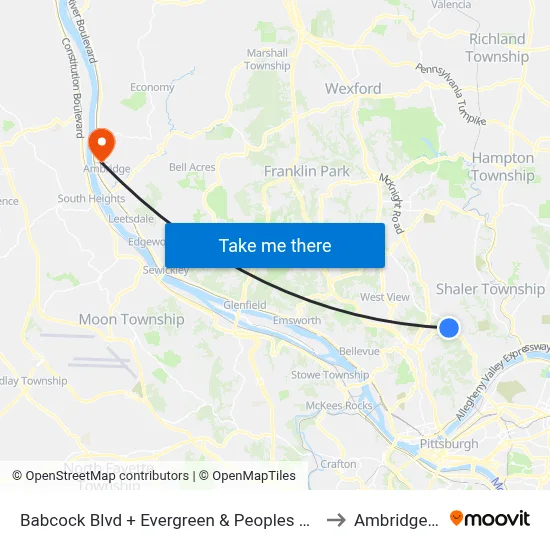 Babcock Blvd + Evergreen & Peoples Plank Rd to Ambridge, PA map