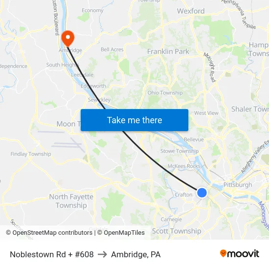 Noblestown Rd + #608 to Ambridge, PA map