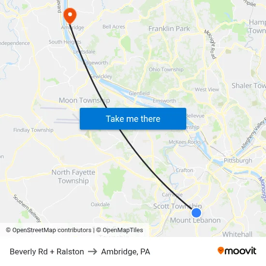 Beverly Rd + Ralston to Ambridge, PA map