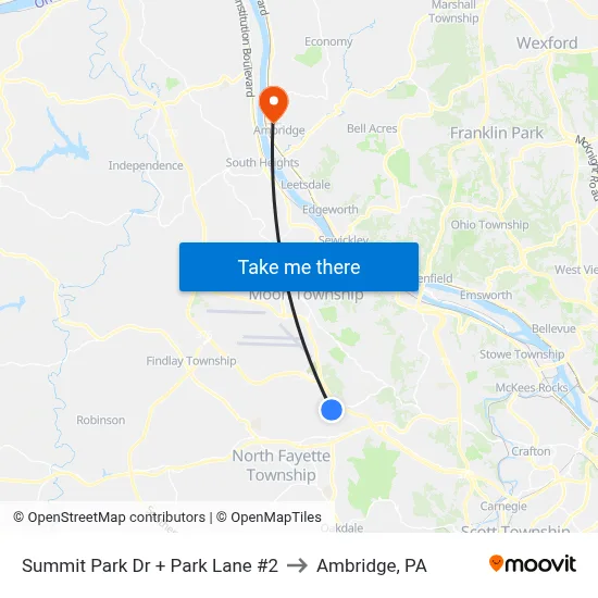 Summit Park Dr + Park Lane #2 to Ambridge, PA map