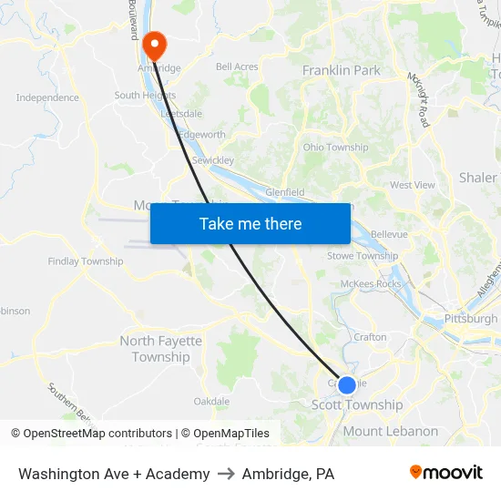 Washington Ave + Academy to Ambridge, PA map