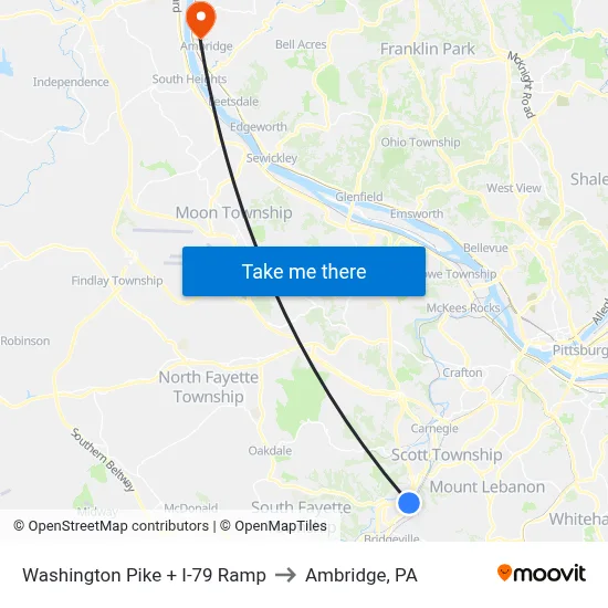 Washington Pike + I-79 Ramp to Ambridge, PA map