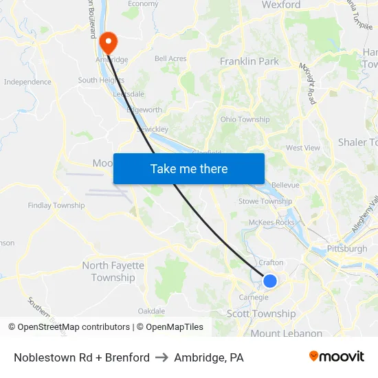 Noblestown Rd + Brenford to Ambridge, PA map