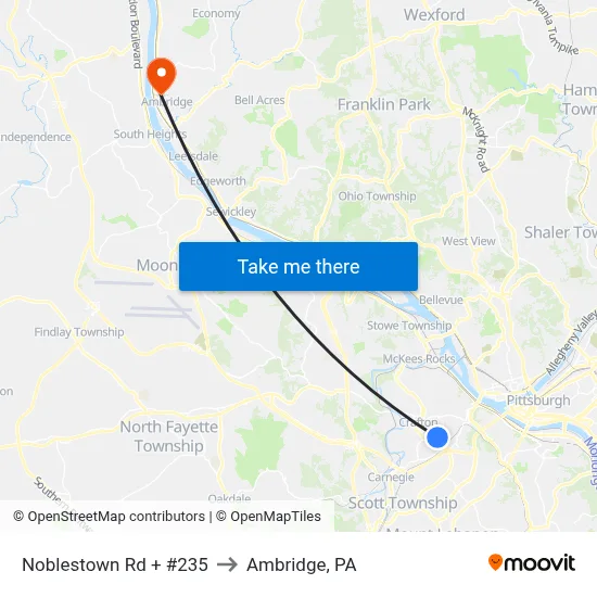 Noblestown Rd + #235 to Ambridge, PA map